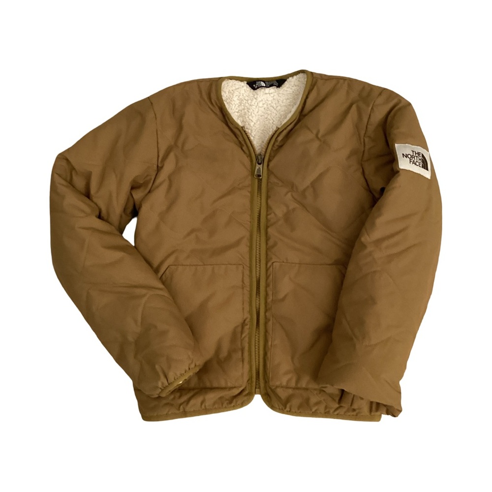 The North Face Girls Brown Quilted Jacket w/ Fleece Lining Pockets Zip Up 10/12
